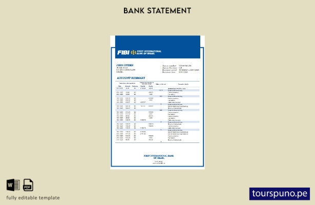listo para imprimir Plantilla de Word   extracto bancario del Primer Banco Inter